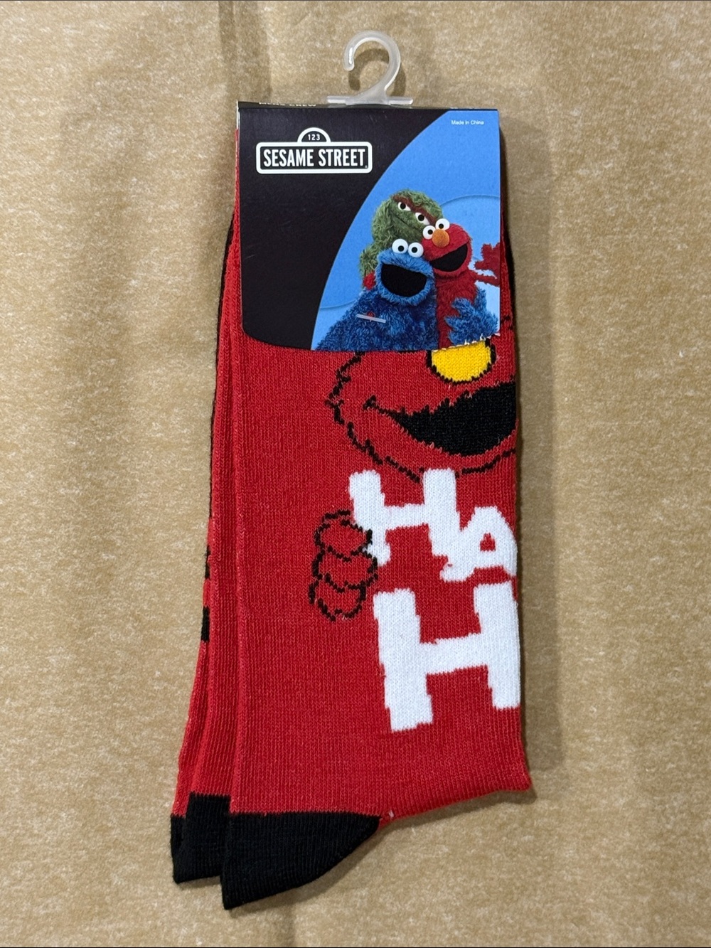 3/$20 Elmo "Ha Ha Ha Ha" Sesame Street Funny Novelty Crew Socks - NWT